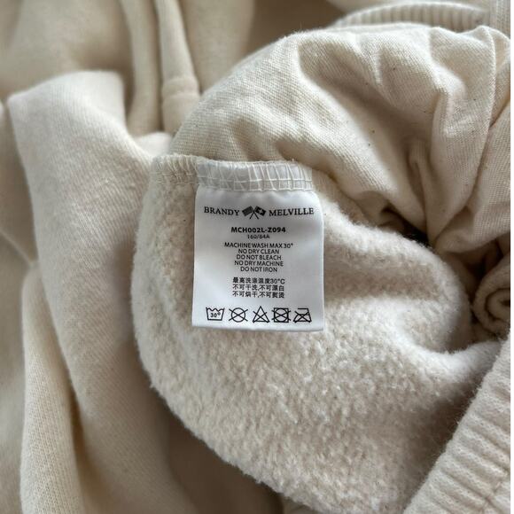 Brandy Melville Cream Wide Leg Sweatpants Drawstring Lounge Pants One Size - Picture 4 of 6